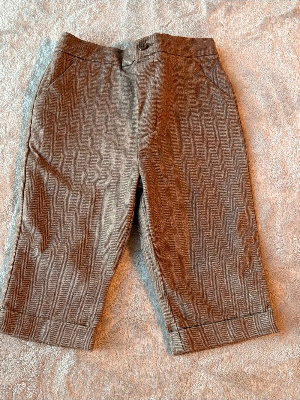 Janie and Jack Brown Herringbone Elastic Waist Pants